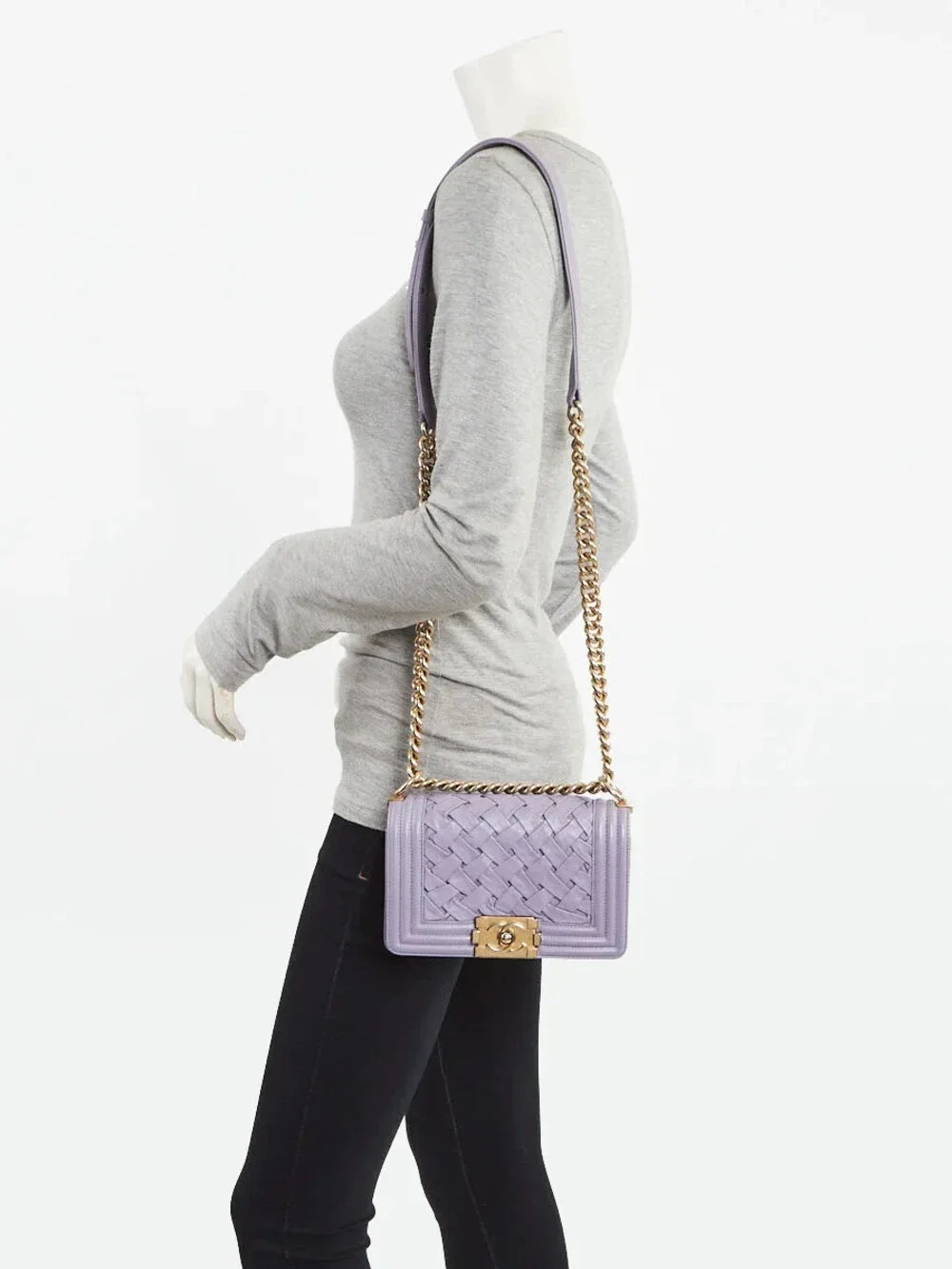 Chanel Purple Woven Lambskin Leather #235312C28B